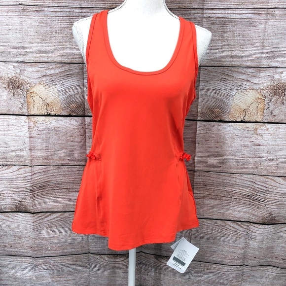 NWT Fabletics Lana Orange Fitted Peplum Racerback Tank Top Size M - Picture 1 of 12